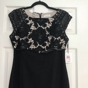 CALVIN KLEIN Black Crochet Lace Dress NWT 10